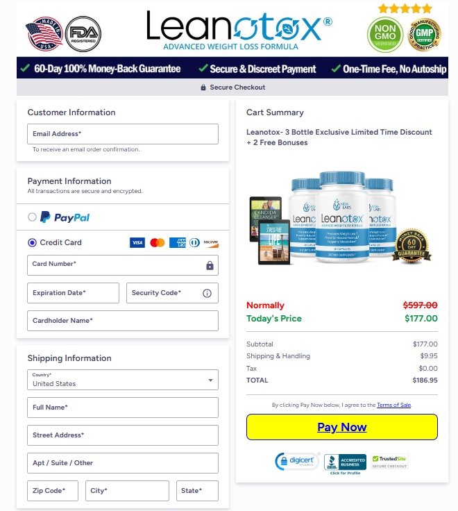 Leanotox safe online payment secure checkout